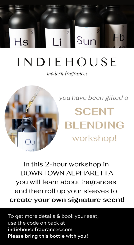 make a perfume class gift box for one guest - gift box includes one bottle and a code to redeem for a class in our Atlanta studio!