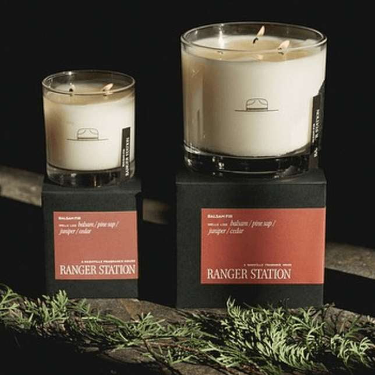 BALSAM FIR CANDLE 11 OZ ROCKS GLASS - RANGER STATION - INDIEHOUSE modern fragrances