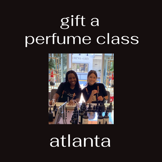 make a perfume class gift box - gift box includes a bottle and a code to redeem for a class in our Atlanta studio!