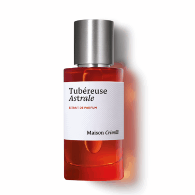 Tubereuse Astrale by Maison Crivelli perfume bottle – celestial white floral fragrance with tuberose, incense, and sandalwood evoking starlit elegance and sensuality.