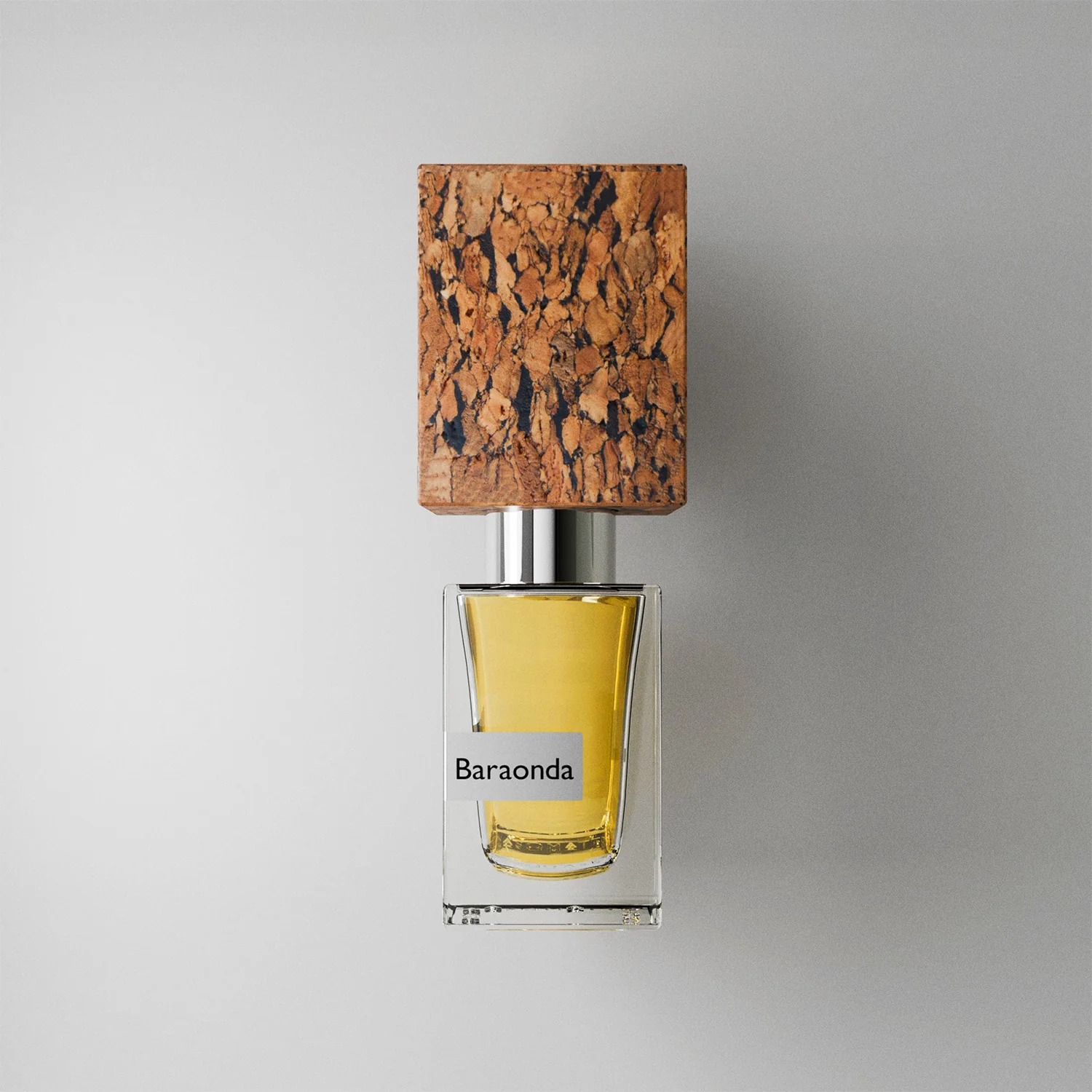 Baraonda by Nasomatto perfume bottle – smoky boozy woody fragrance with whiskey, rose, vanilla, woods, and amber evoking dark elegance.