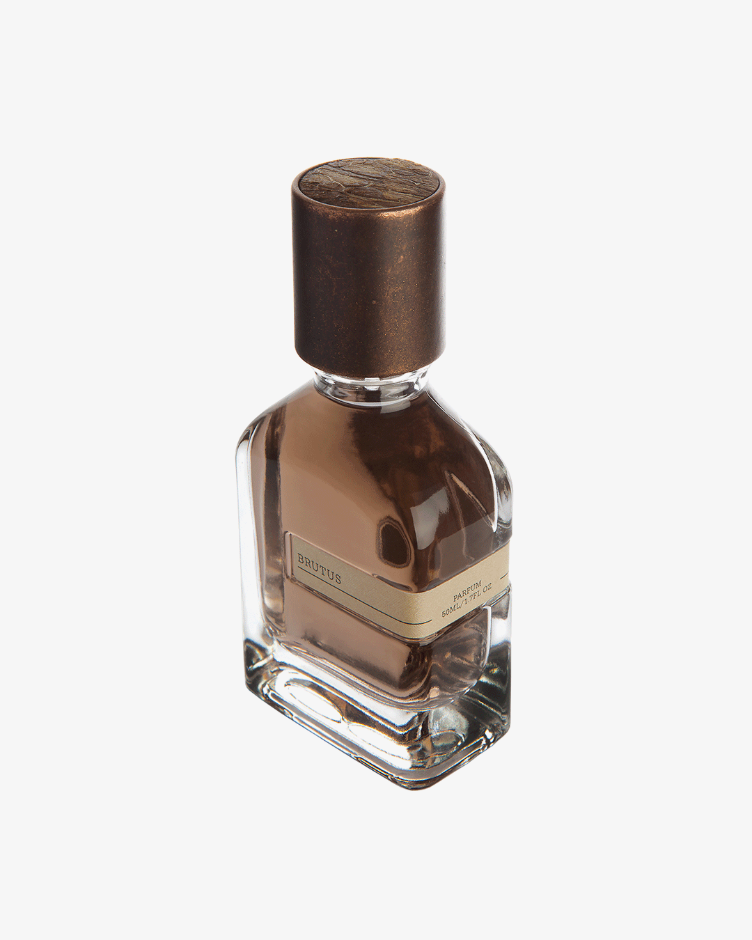 Brutus by Orto Parisi perfume bottle – bold aromatic fougère fragrance with patchouli, mandarin, and musk evoking timeless confidence and classic strength.