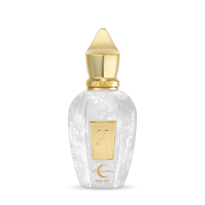 Apollonia by Xerjoff perfume bottle – elegant powdery floral musk fragrance with iris, white flowers, and musk evoking celestial purity and Italian grace.